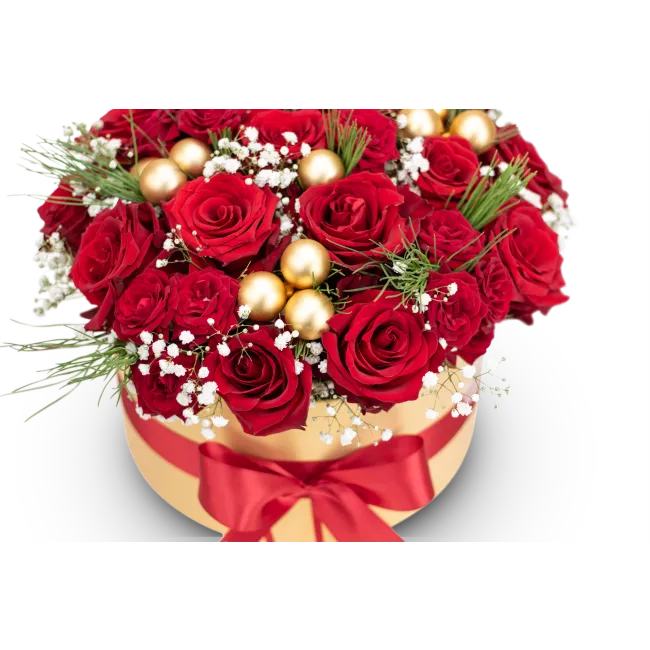 Christmas flowerbox of red roses